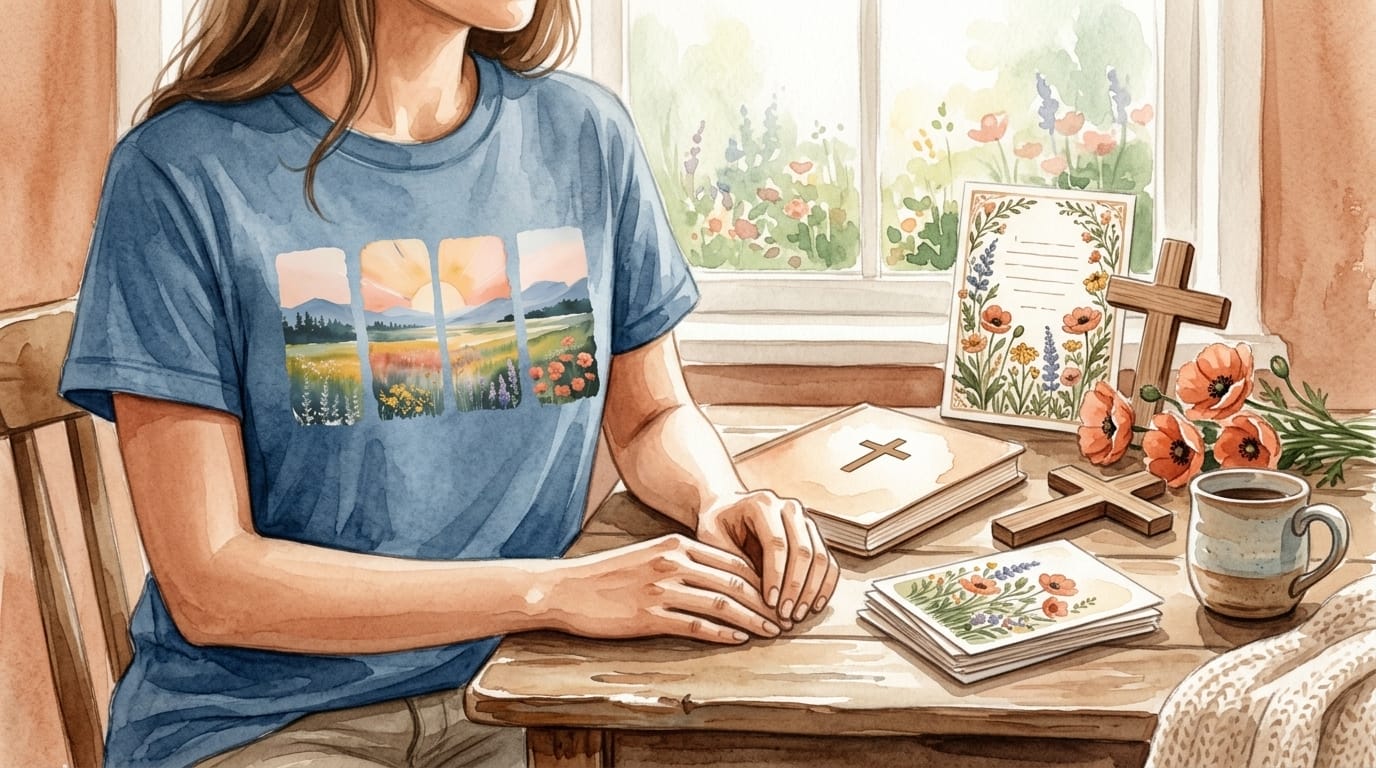 Christian gifts for teen girls including faith tee, journal, and scripture card
