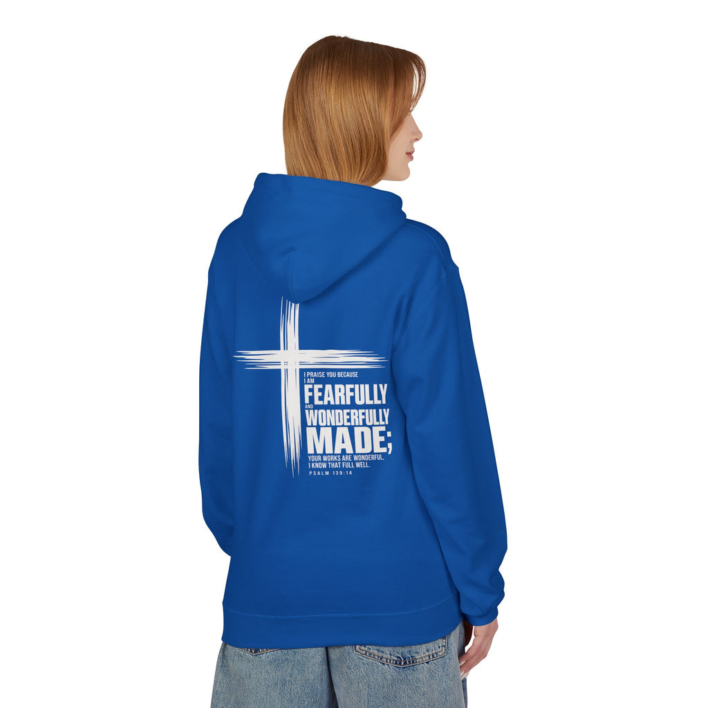 Wonderfully Made Hoodie - "Fearfully & Wonderfully Made" Christian Cross Pullover