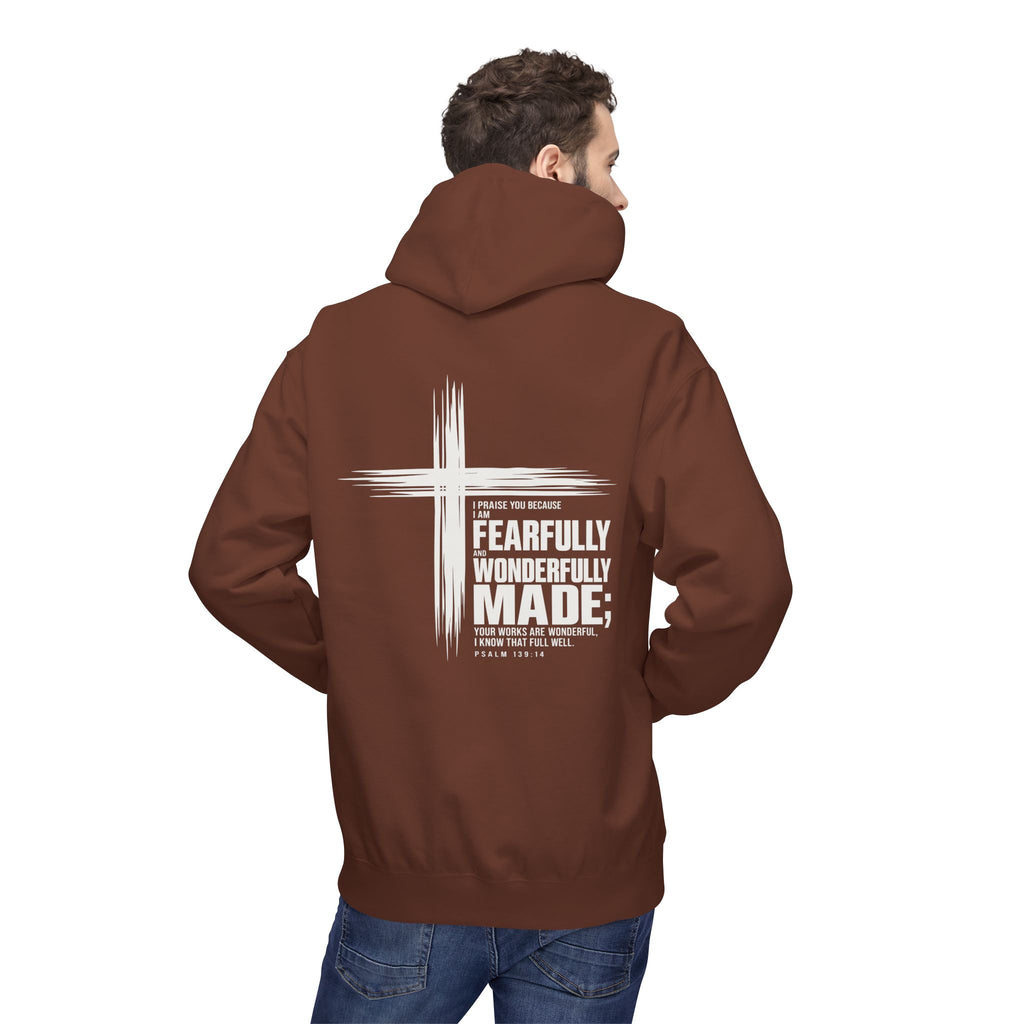 Wonderfully Made Hoodie - "Fearfully & Wonderfully Made" Christian Cross Pullover