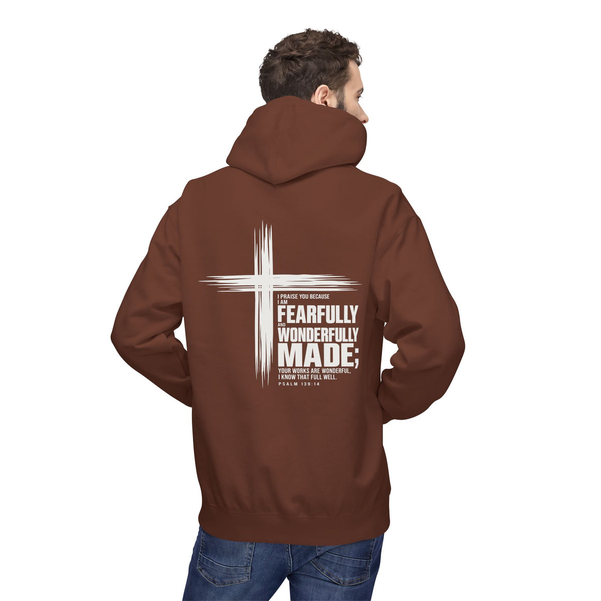 Wonderfully Made Hoodie - "Fearfully & Wonderfully Made" Christian Cross Pullover