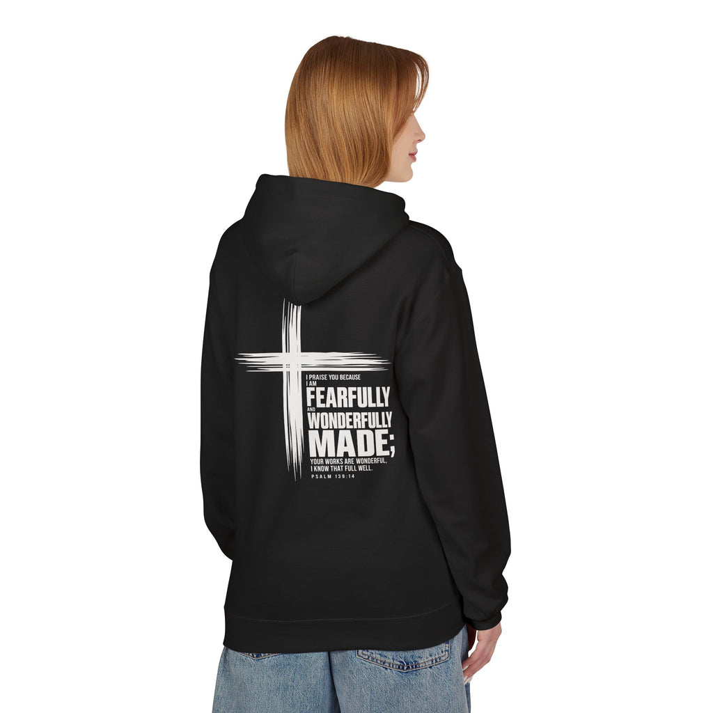 Wonderfully Made Hoodie - "Fearfully & Wonderfully Made" Christian Cross Pullover
