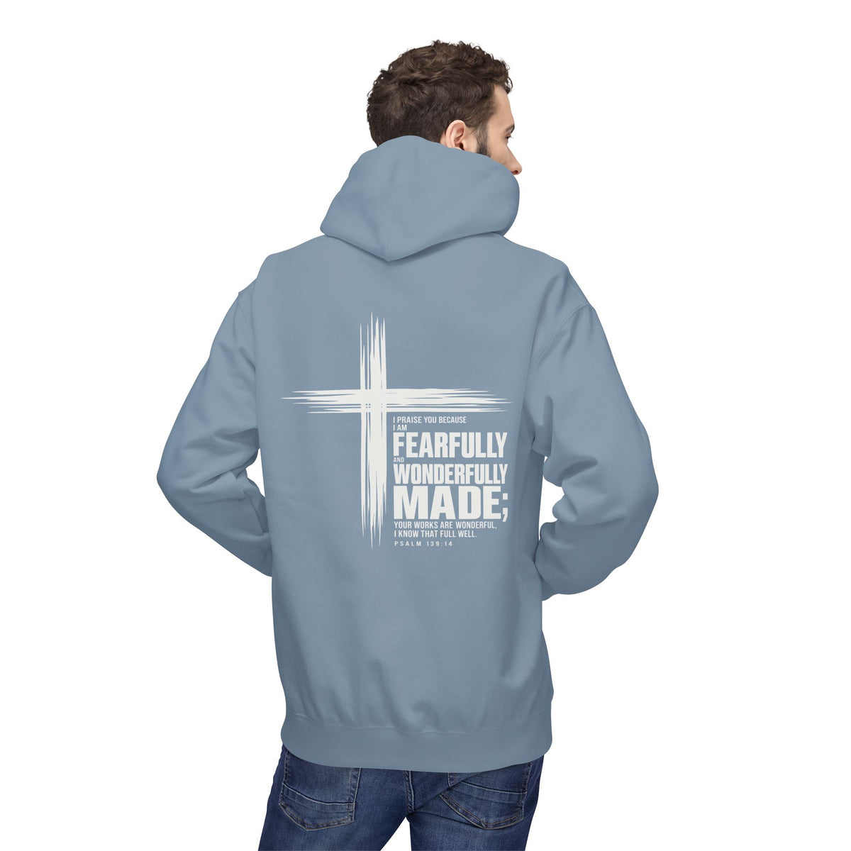 Wonderfully Made Hoodie - "Fearfully & Wonderfully Made" Christian Cross Pullover