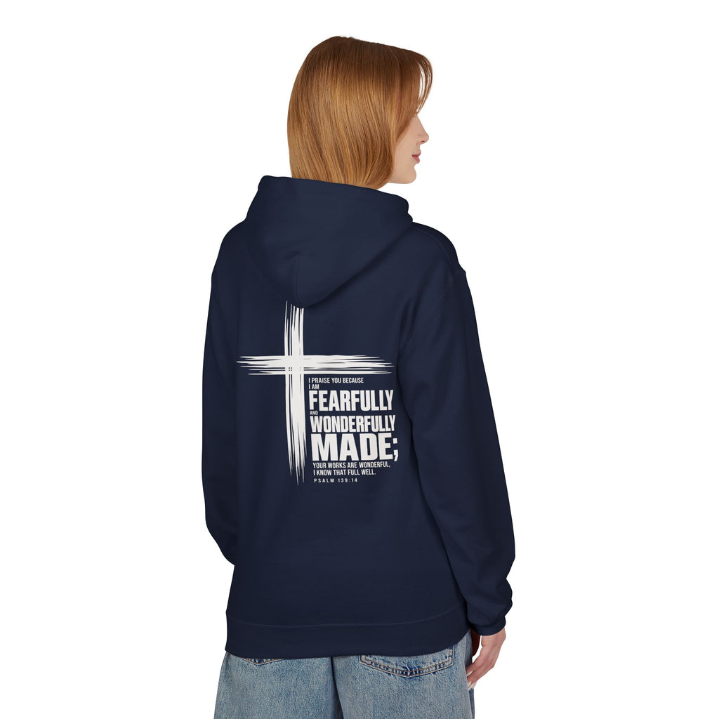 Wonderfully Made Hoodie - "Fearfully & Wonderfully Made" Christian Cross Pullover