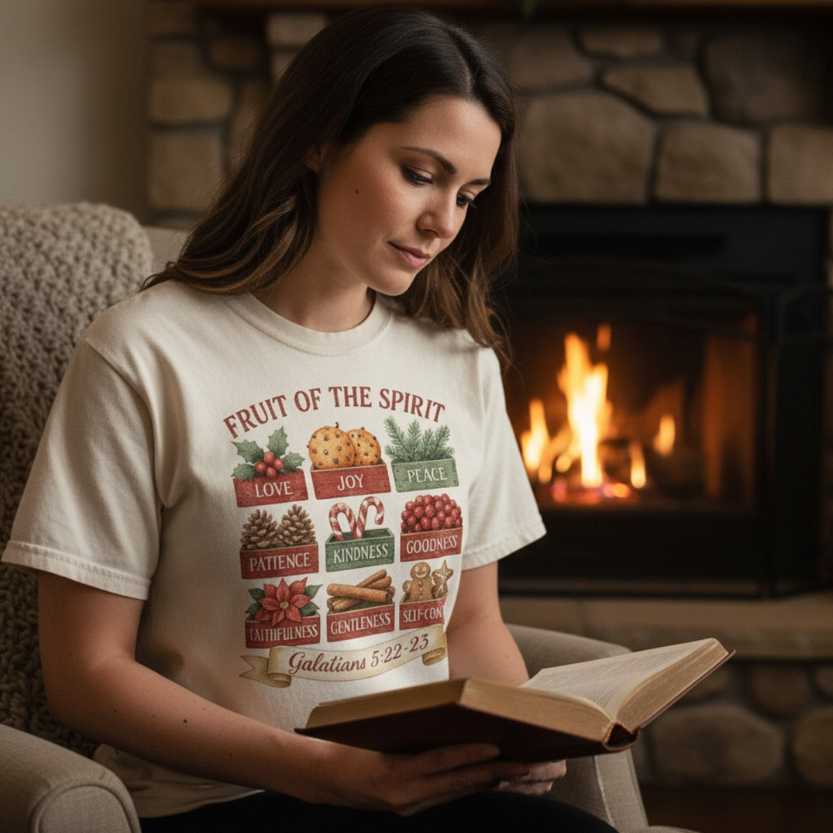 Fruit of the Spirit Shirt, Galatians 5:22-23, Christian Christmas Shirt, Comfort Colors 1717, Christian Shirts for Women
