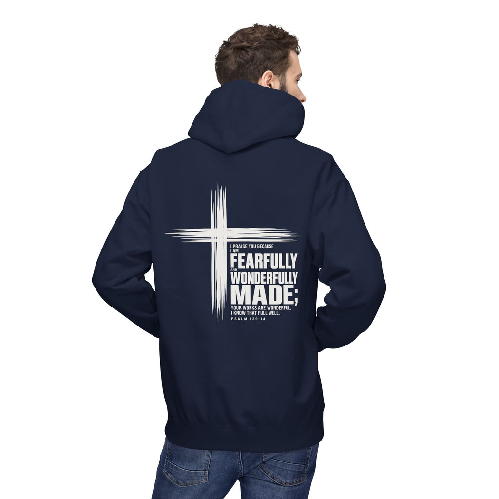 Wonderfully Made Hoodie - "Fearfully & Wonderfully Made" Christian Cross Pullover