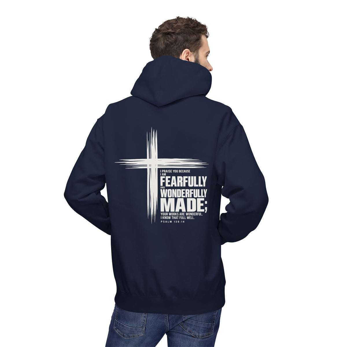 Wonderfully Made Hoodie - "Fearfully & Wonderfully Made" Christian Cross Pullover