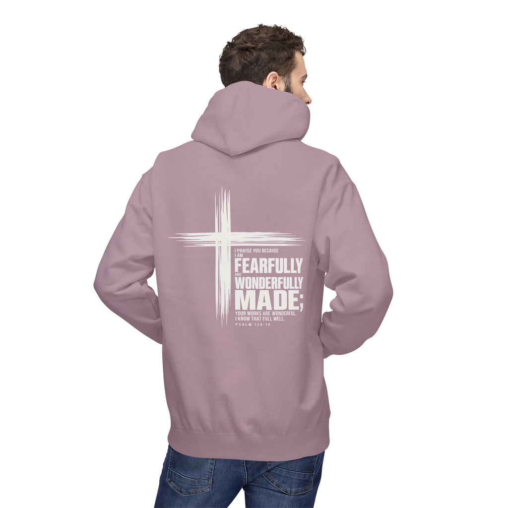 Wonderfully Made Hoodie - "Fearfully & Wonderfully Made" Christian Cross Pullover