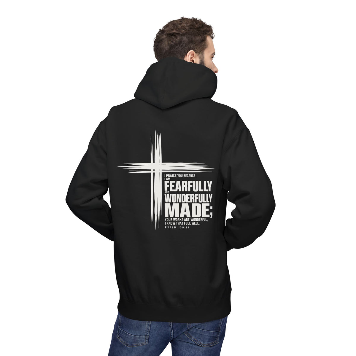Wonderfully Made Hoodie - "Fearfully & Wonderfully Made" Christian Cross Pullover