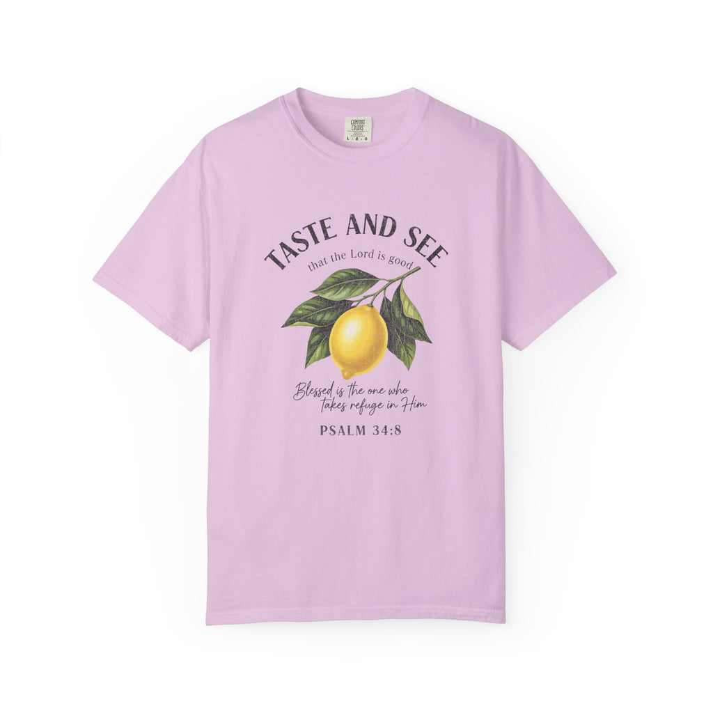 Taste and See Lemon Scripture T-Shirt