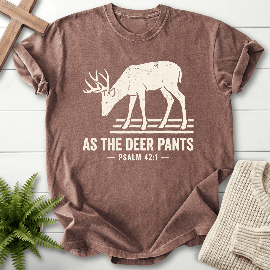 As the Deer Pants Psalm 42 T-Shirt in Espresso | She Wears Faith