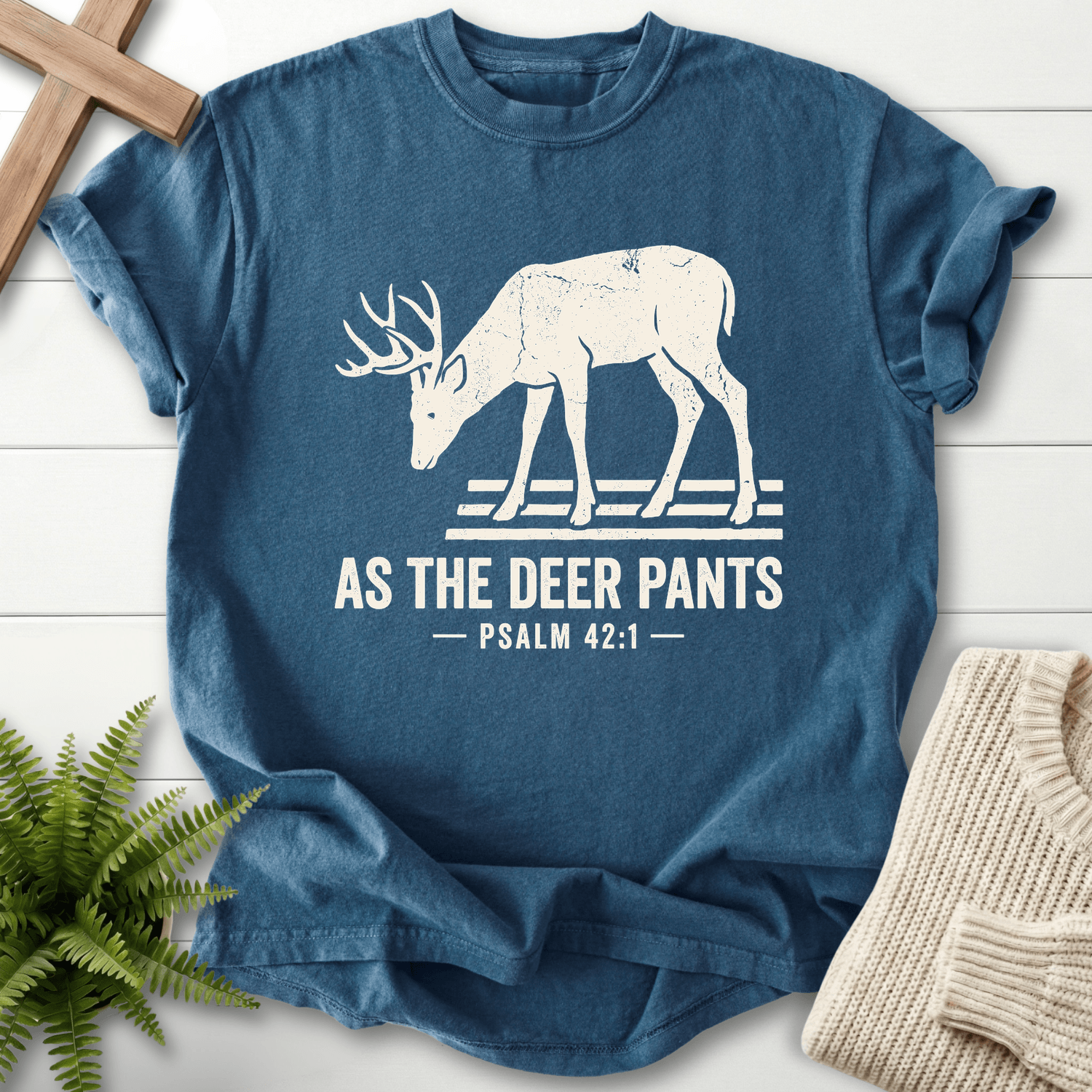As the Deer Pants Psalm 42 T-Shirt in Midnight | She Wears Faith