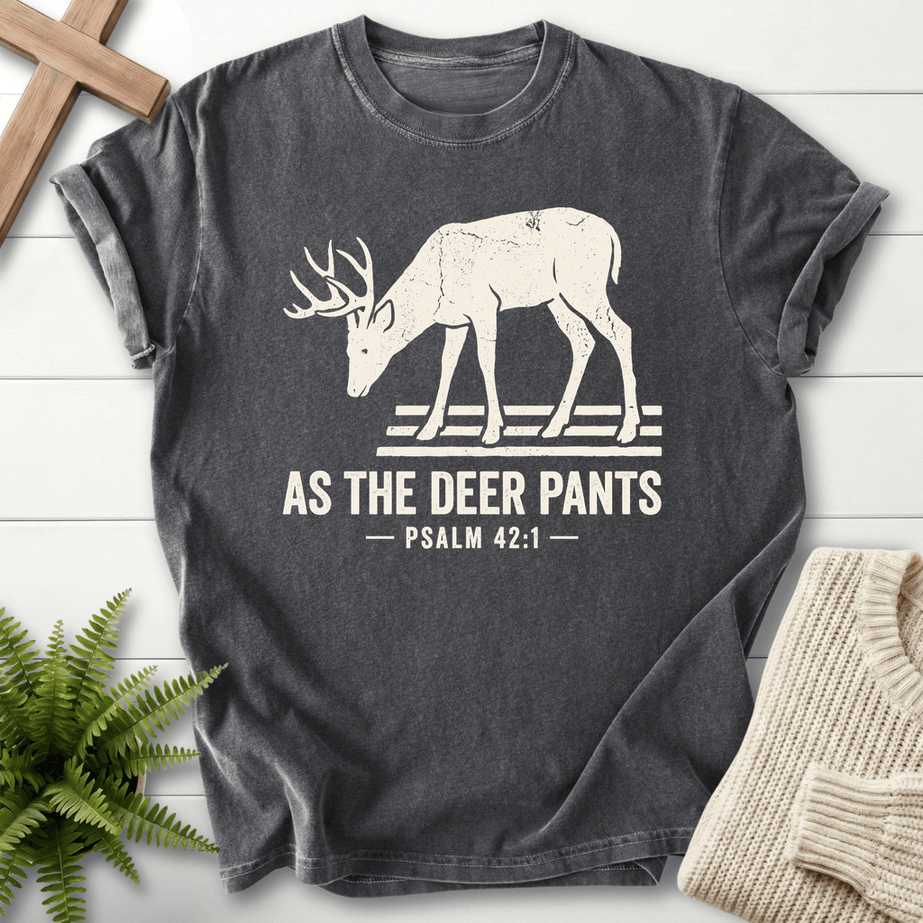 As the Deer Pants Psalm 42 T-Shirt in Pepper | She Wears Faith