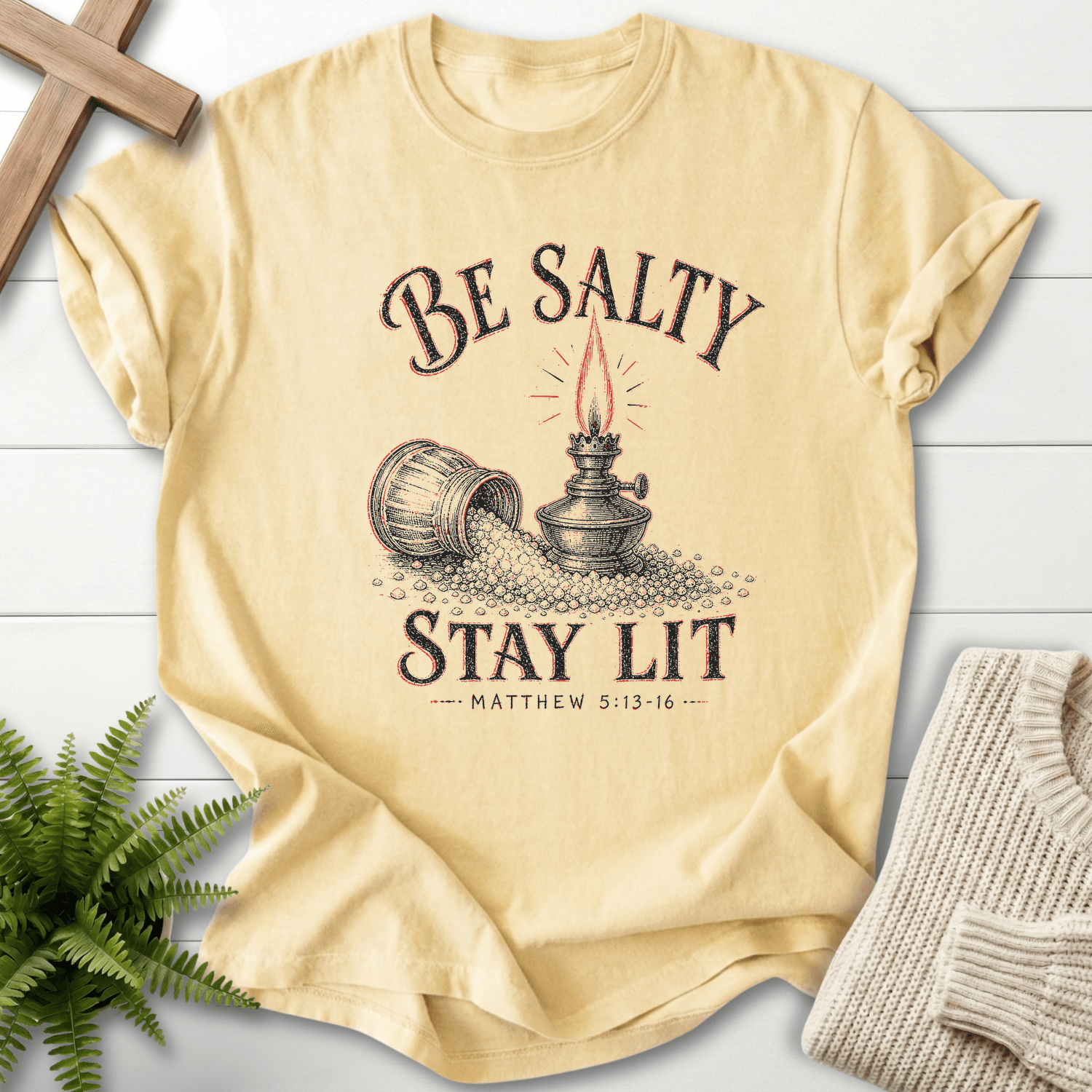Be Salty Vintage Lamp Matt 5 13 16 Graphic T-Shirt in Banana | She Wears Faith