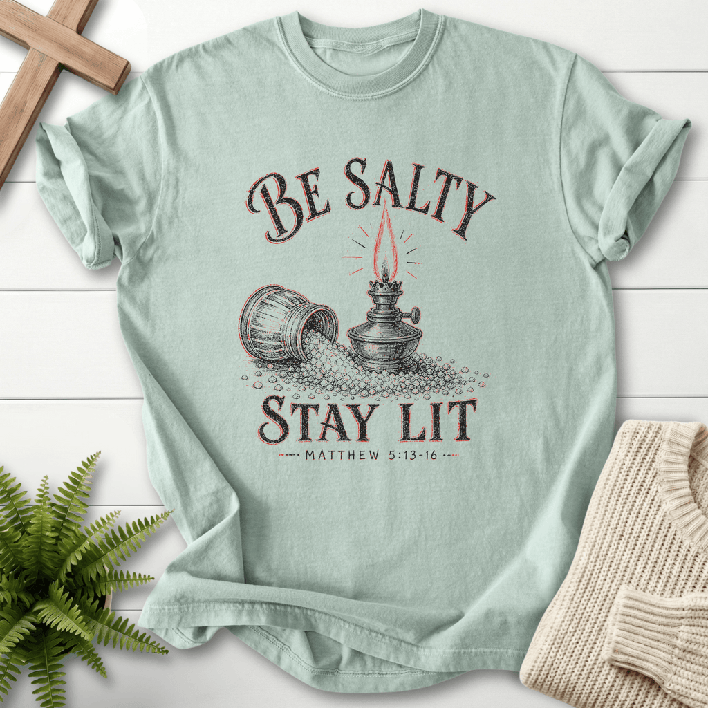Be Salty Vintage Lamp Matt 5 13 16 Graphic T-Shirt in Bay | She Wears Faith
