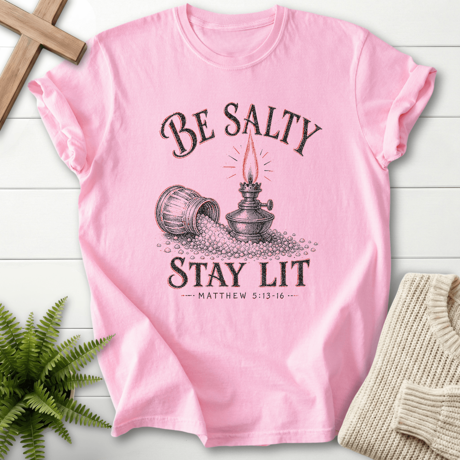 Be Salty Vintage Lamp Matt 5 13 16 Graphic T-Shirt in Blossom | She Wears Faith