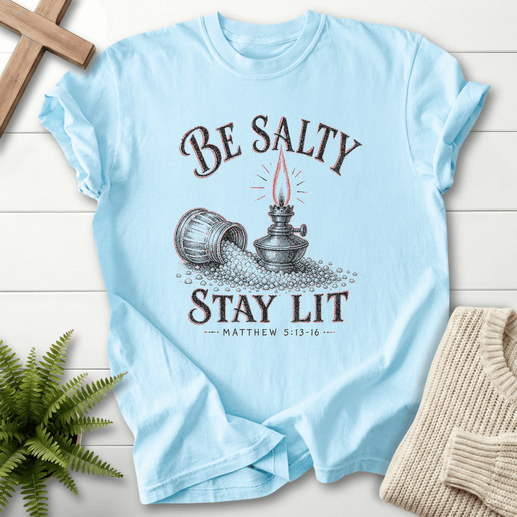 Be Salty Vintage Lamp Matt 5 13 16 Graphic T-Shirt in Chambray | She Wears Faith