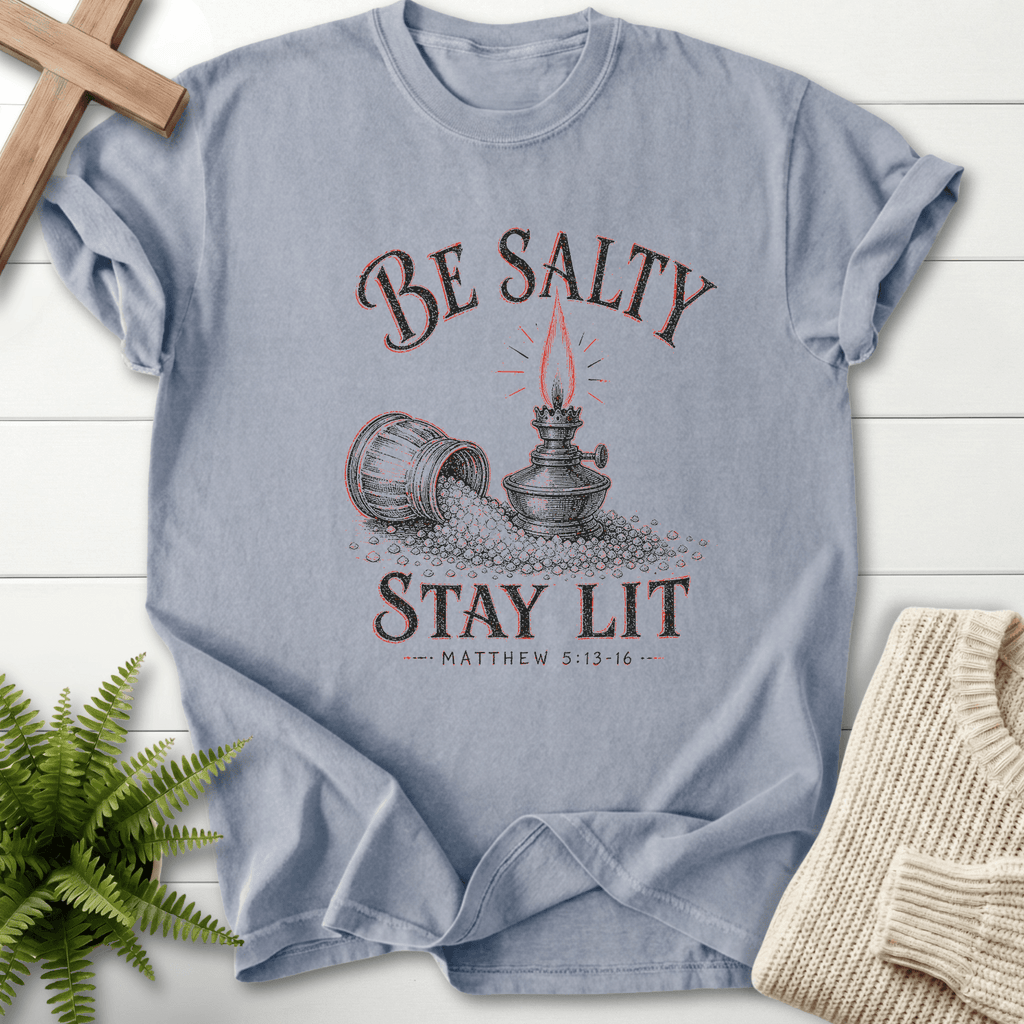 Be Salty Vintage Lamp Matt 5 13 16 Graphic T-Shirt in Granite | She Wears Faith