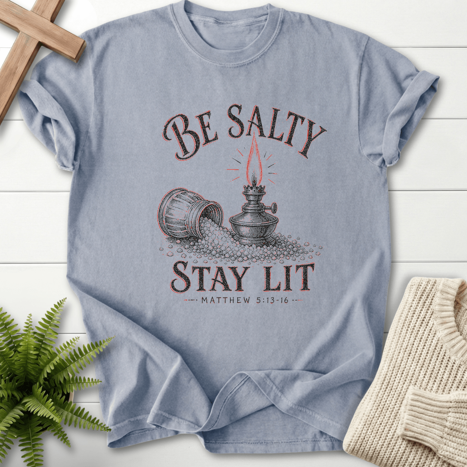 Be Salty Vintage Lamp Matt 5 13 16 Graphic T-Shirt in Granite | She Wears Faith
