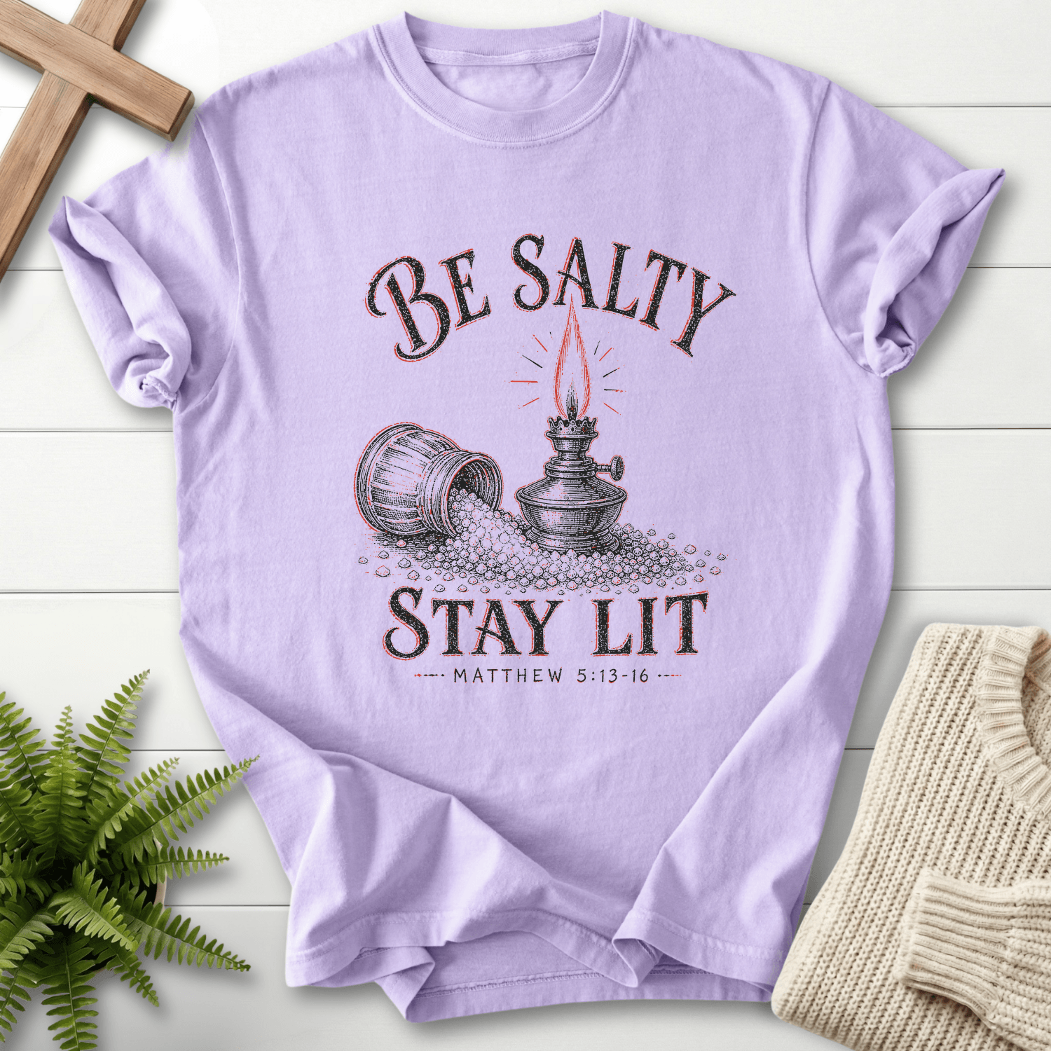 Be Salty Vintage Lamp Matt 5 13 16 Graphic T-Shirt in Orchid | She Wears Faith