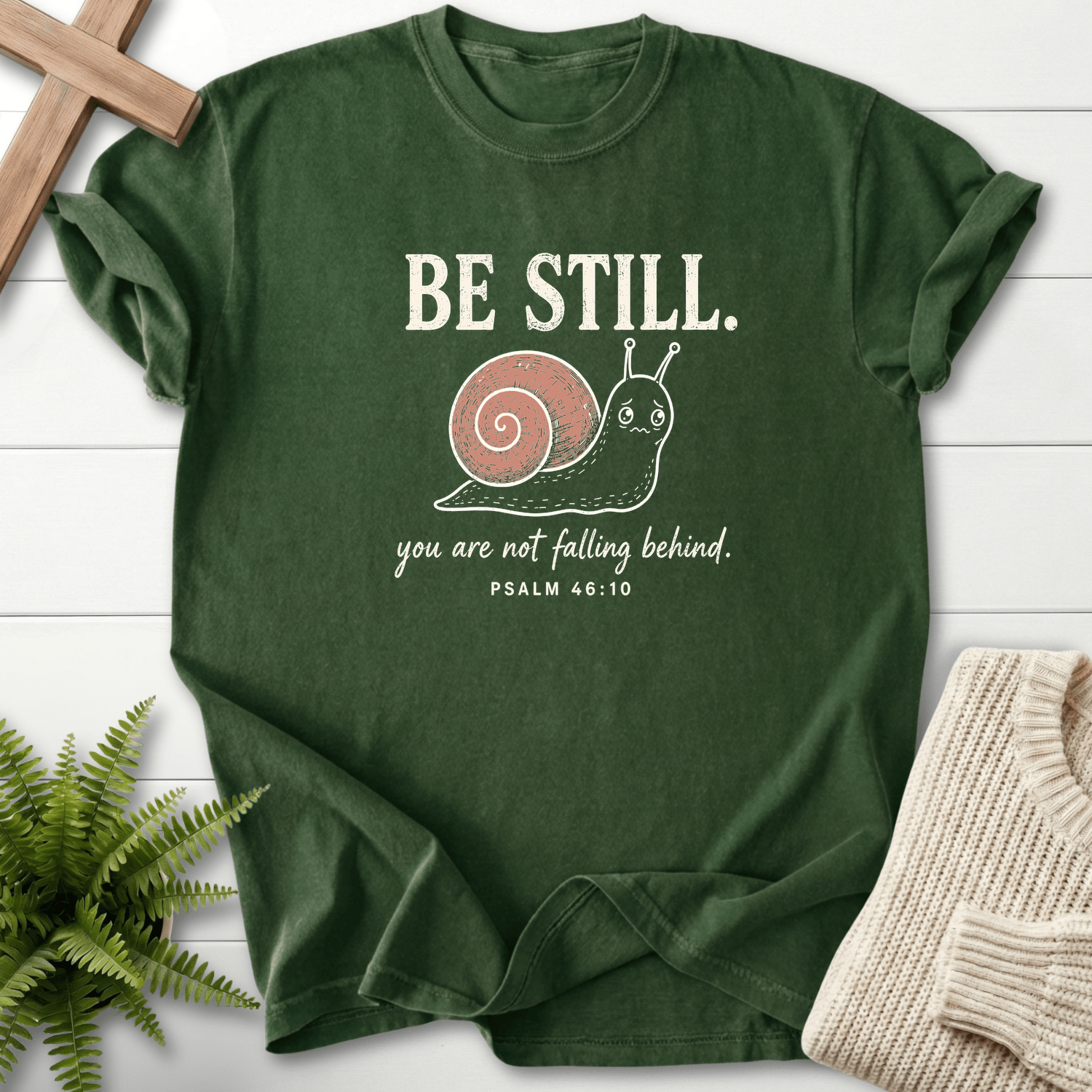 Be Still Snail Ps 46 10 T-Shirt in Hemp | She Wears Faith