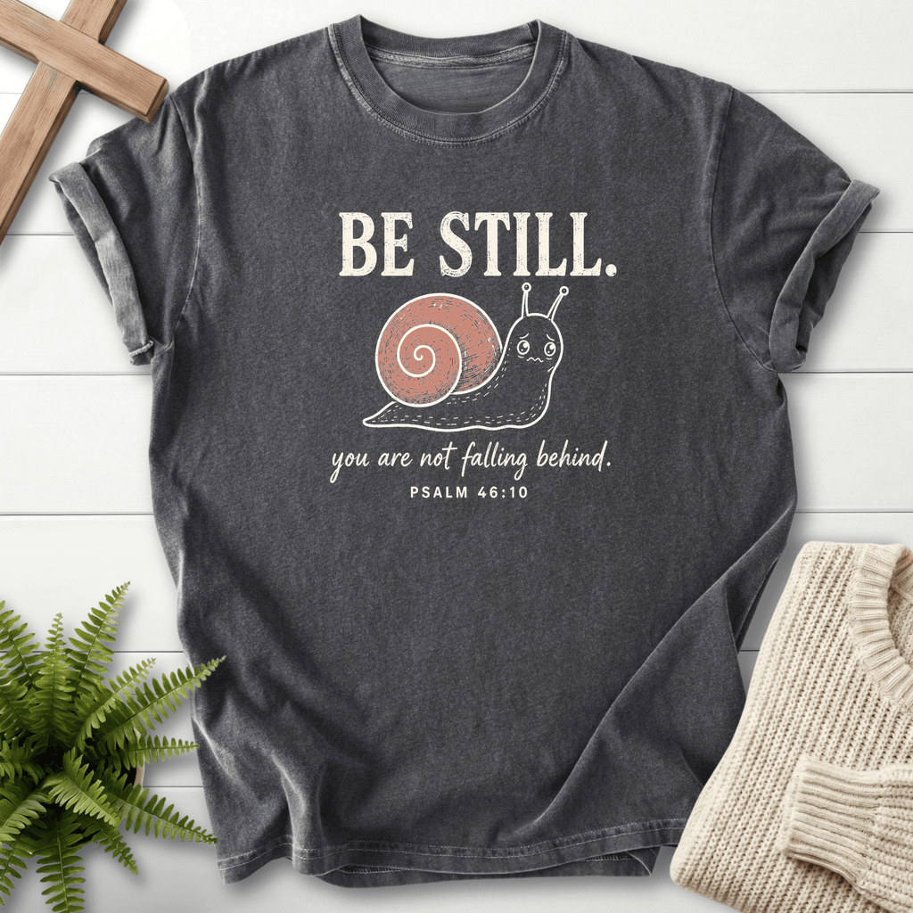Be Still Snail Ps 46 10 T-Shirt in Pepper | She Wears Faith