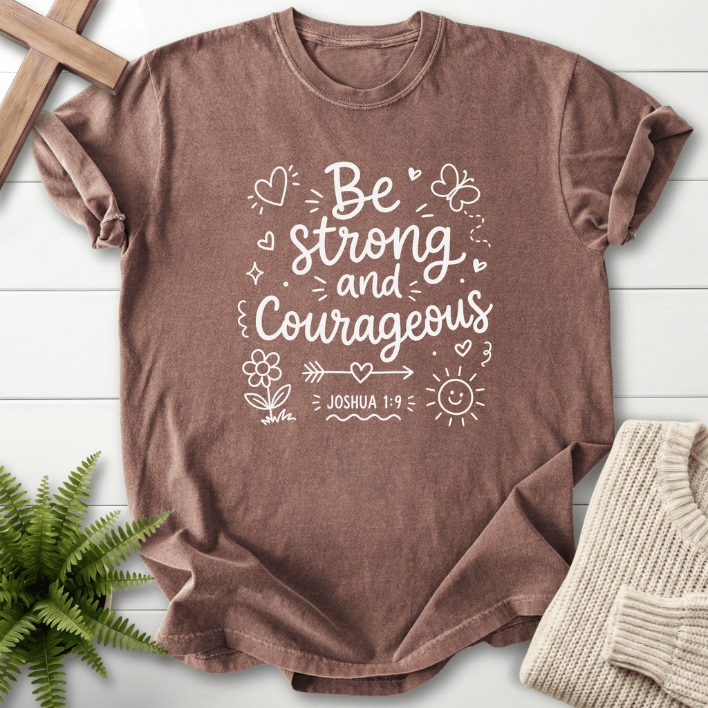 Be Strong and Courageous Joshua 1:9 T-Shirt in Espresso | She Wears Faith