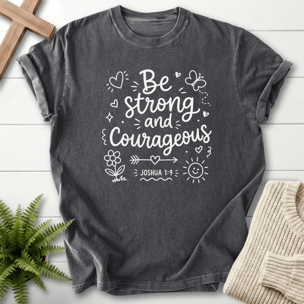 Be Strong and Courageous Joshua 1:9 T-Shirt in Pepper | She Wears Faith