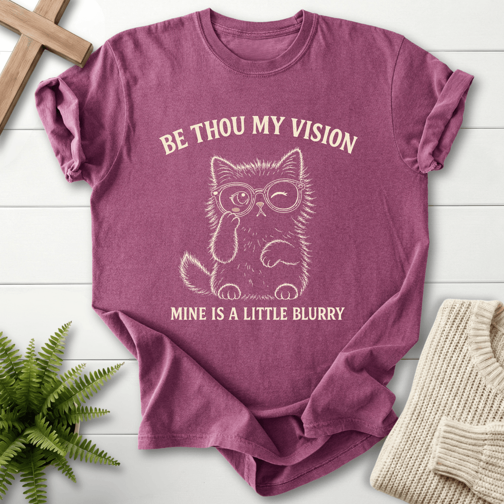 Be Thou My Vision Cat T-Shirt in Berry | She Wears Faith