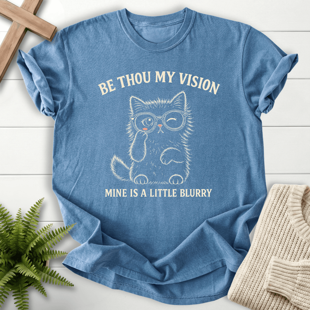 Be Thou My Vision Cat T-Shirt in Blue Jean | She Wears Faith