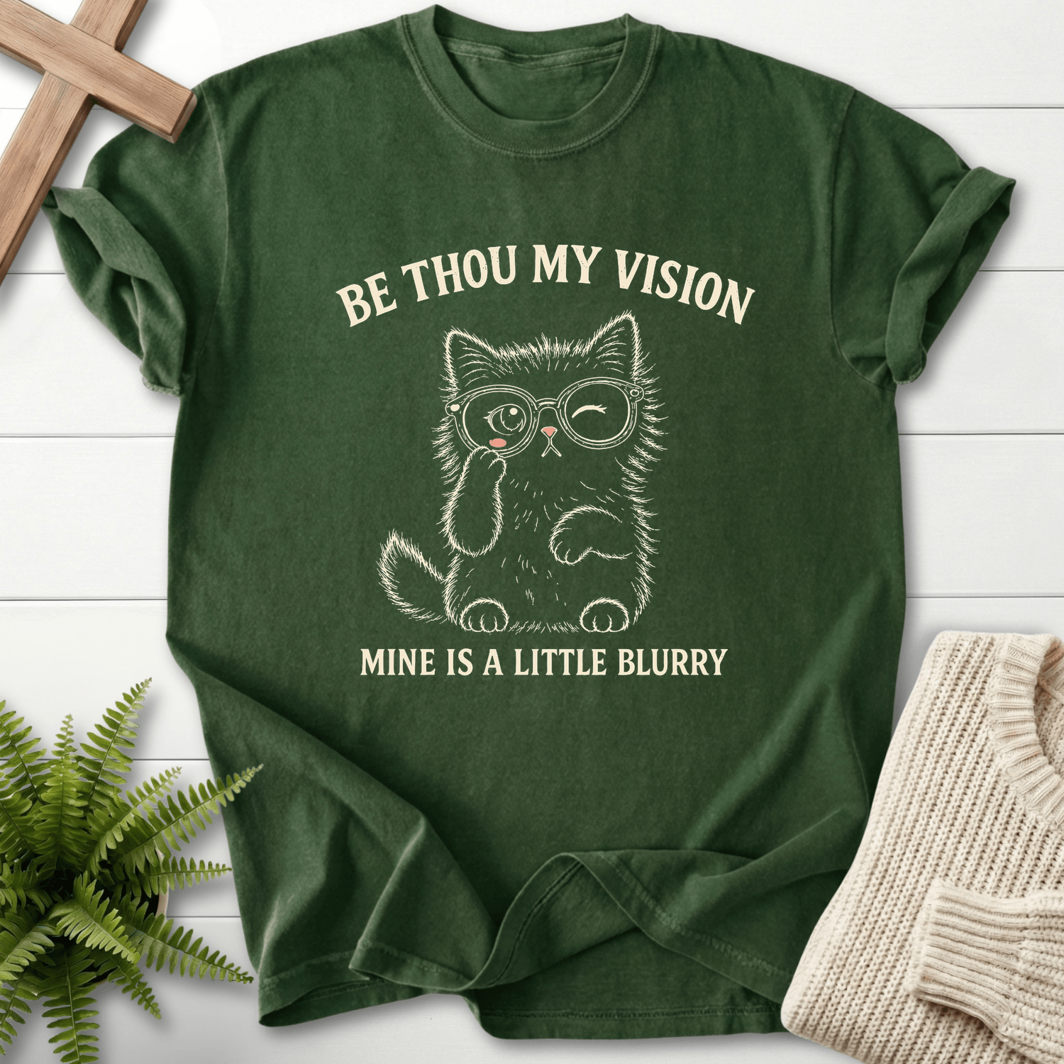 Be Thou My Vision Cat T-Shirt in Hemp | She Wears Faith