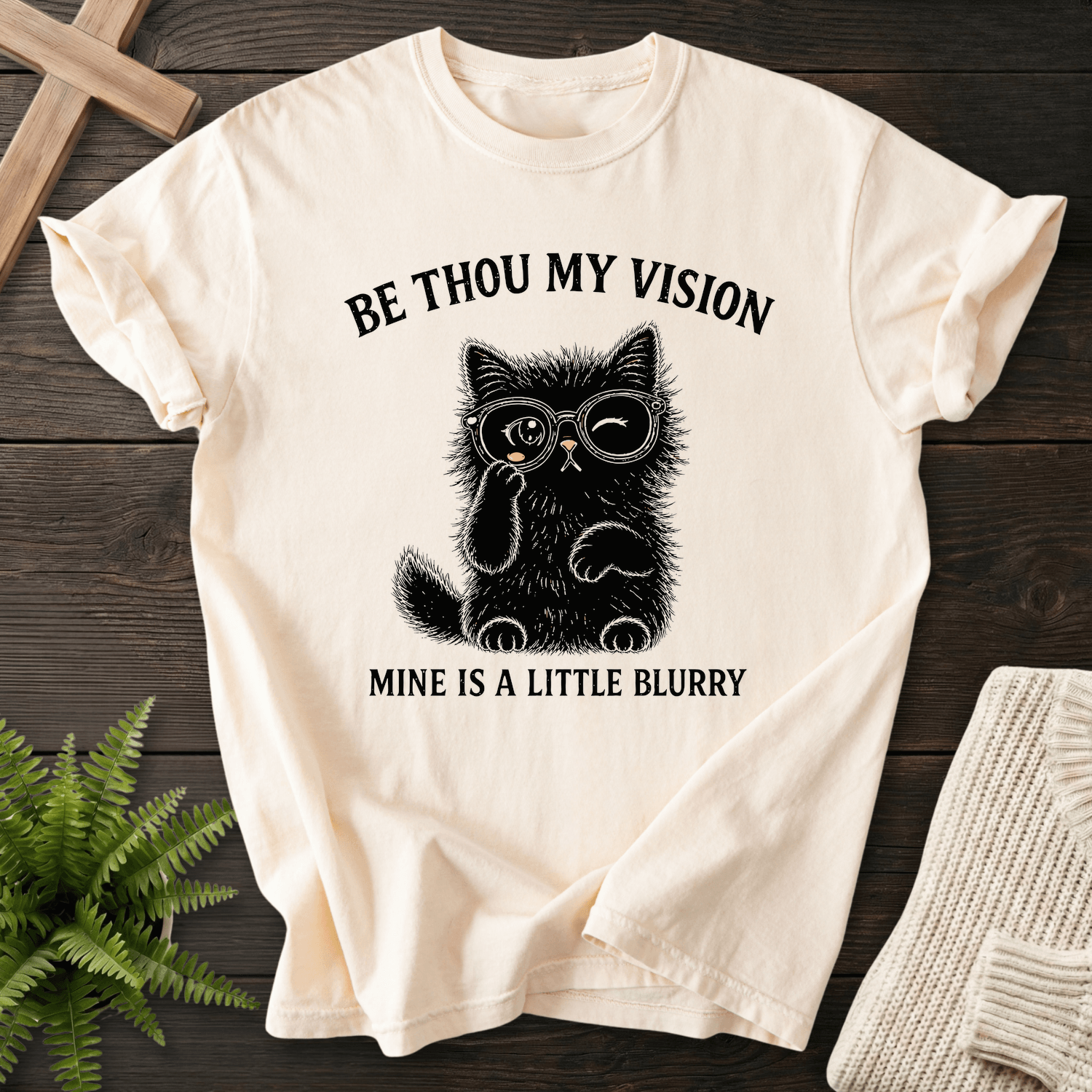 Be Thou My Vision Cat T-Shirt in Ivory | She Wears Faith