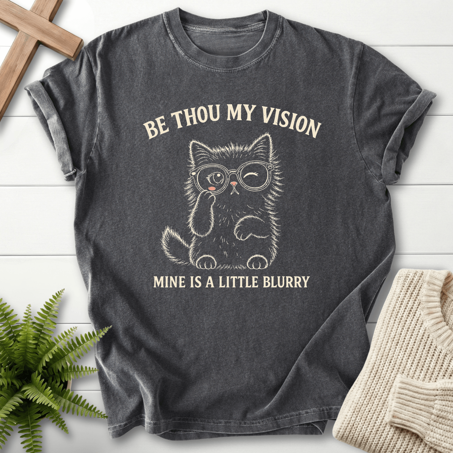 Be Thou My Vision Cat T-Shirt in Pepper | She Wears Faith
