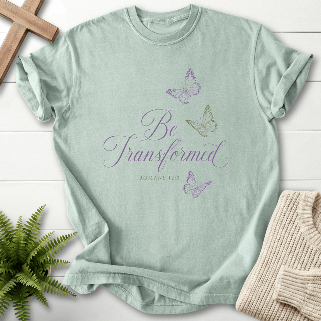 Be Transformed Romans 12 2 T-Shirt in Bay | She Wears Faith