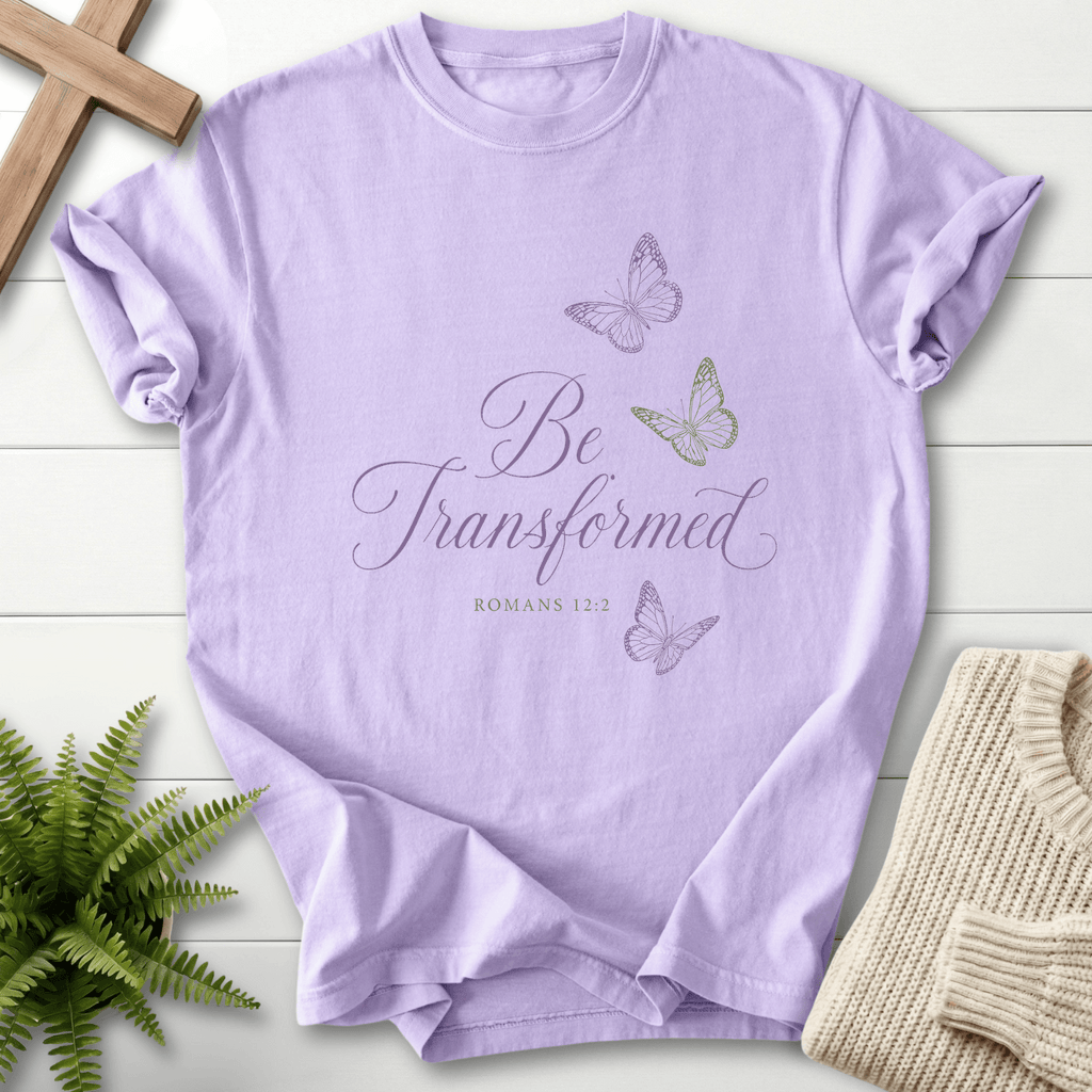 Be Transformed Romans 12 2 T-Shirt in Orchid | She Wears Faith
