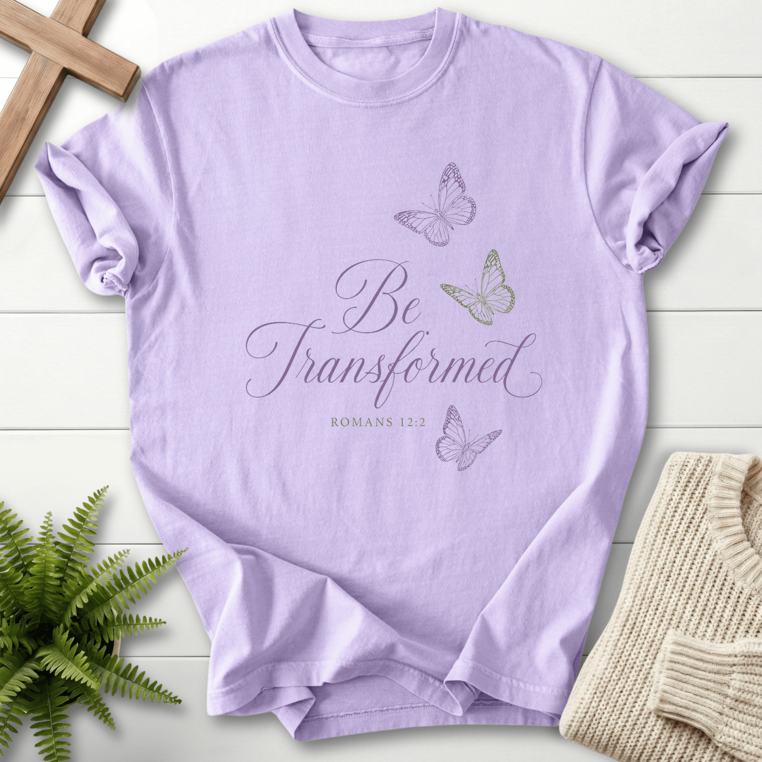 Be Transformed Romans 12 2 T-Shirt in Orchid | She Wears Faith