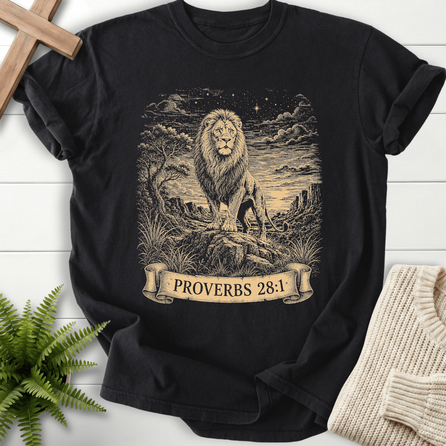 Bold As A Lion T-Shirt in Black | She Wears Faith