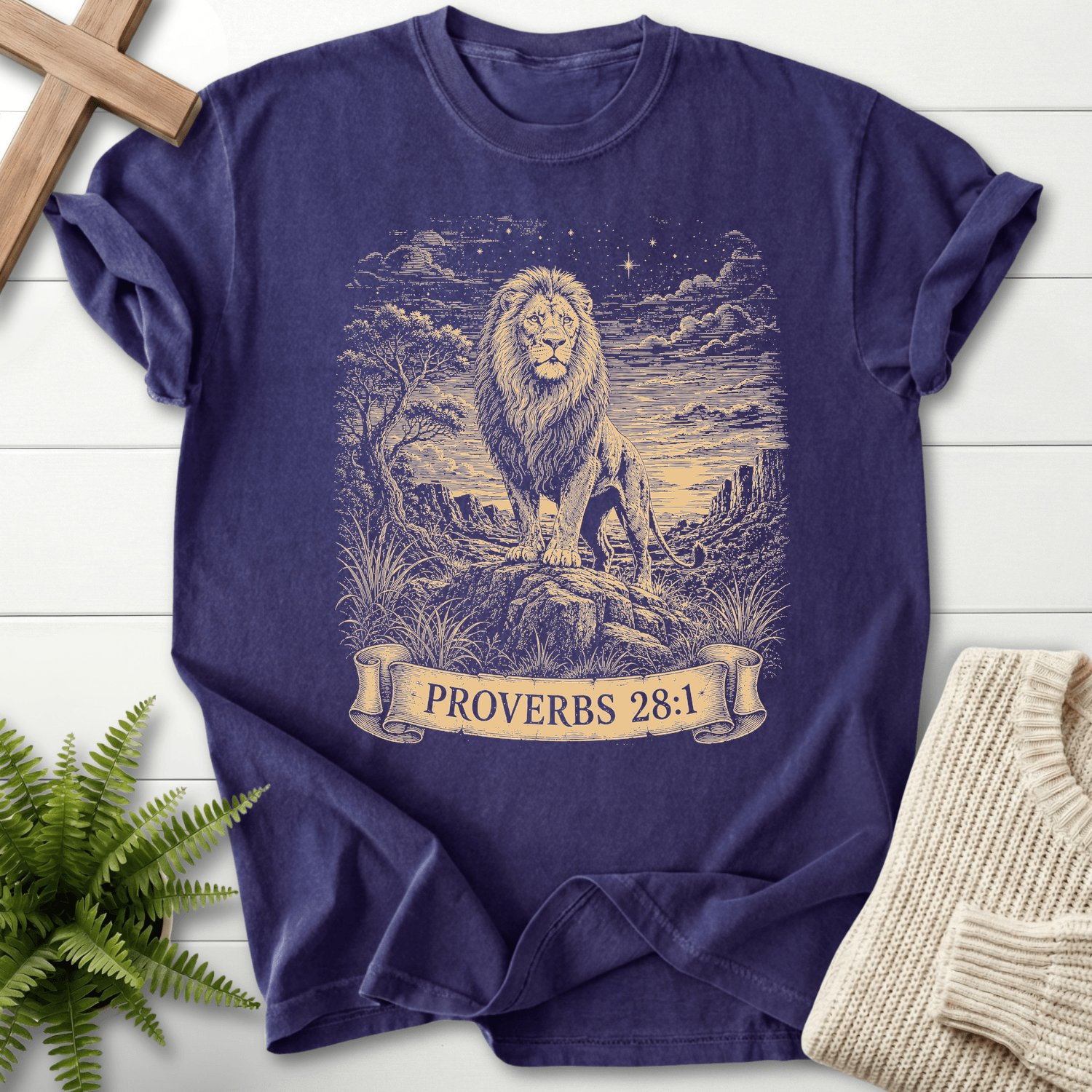 Bold As A Lion T-Shirt in Grape | She Wears Faith