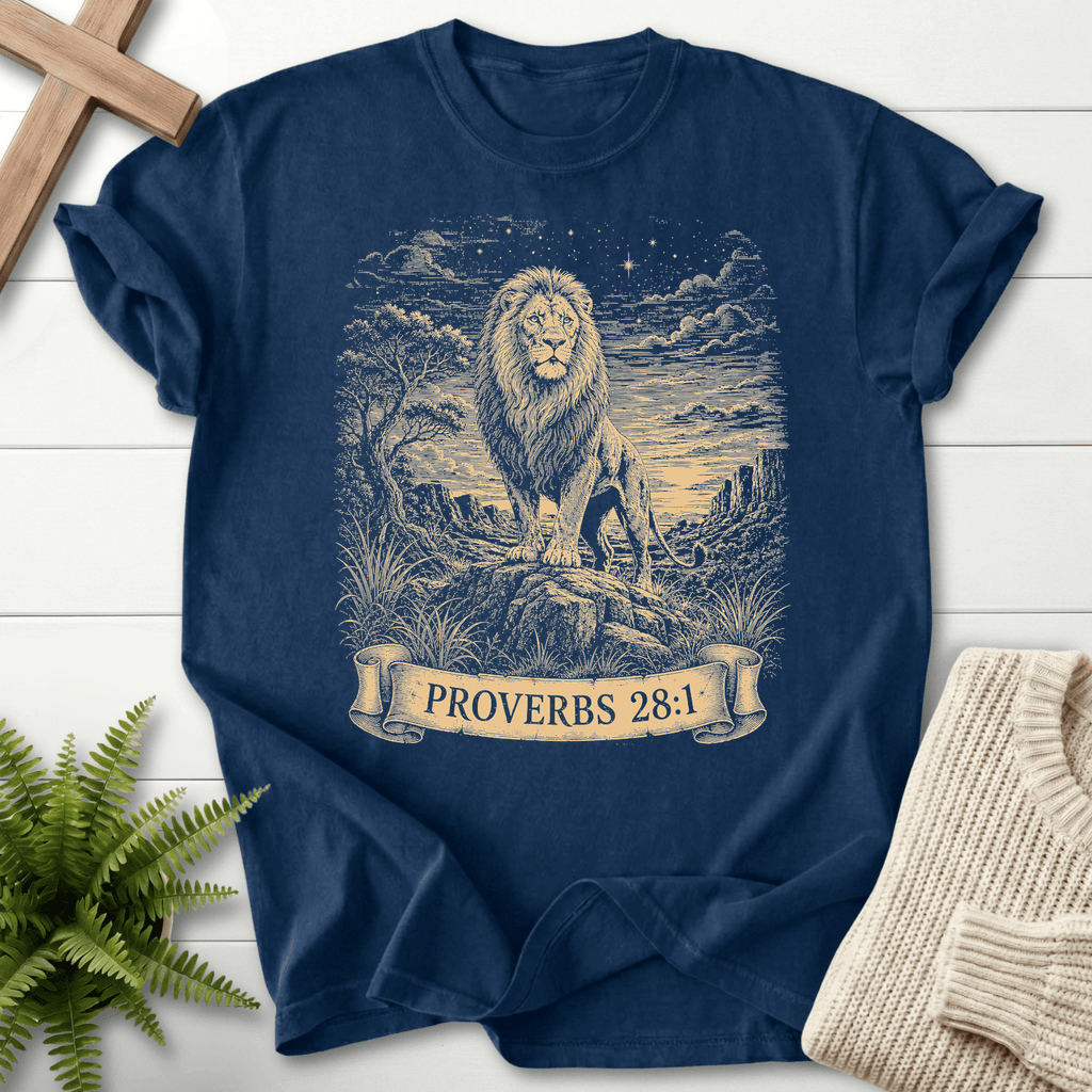 Bold As A Lion T-Shirt in Navy | She Wears Faith
