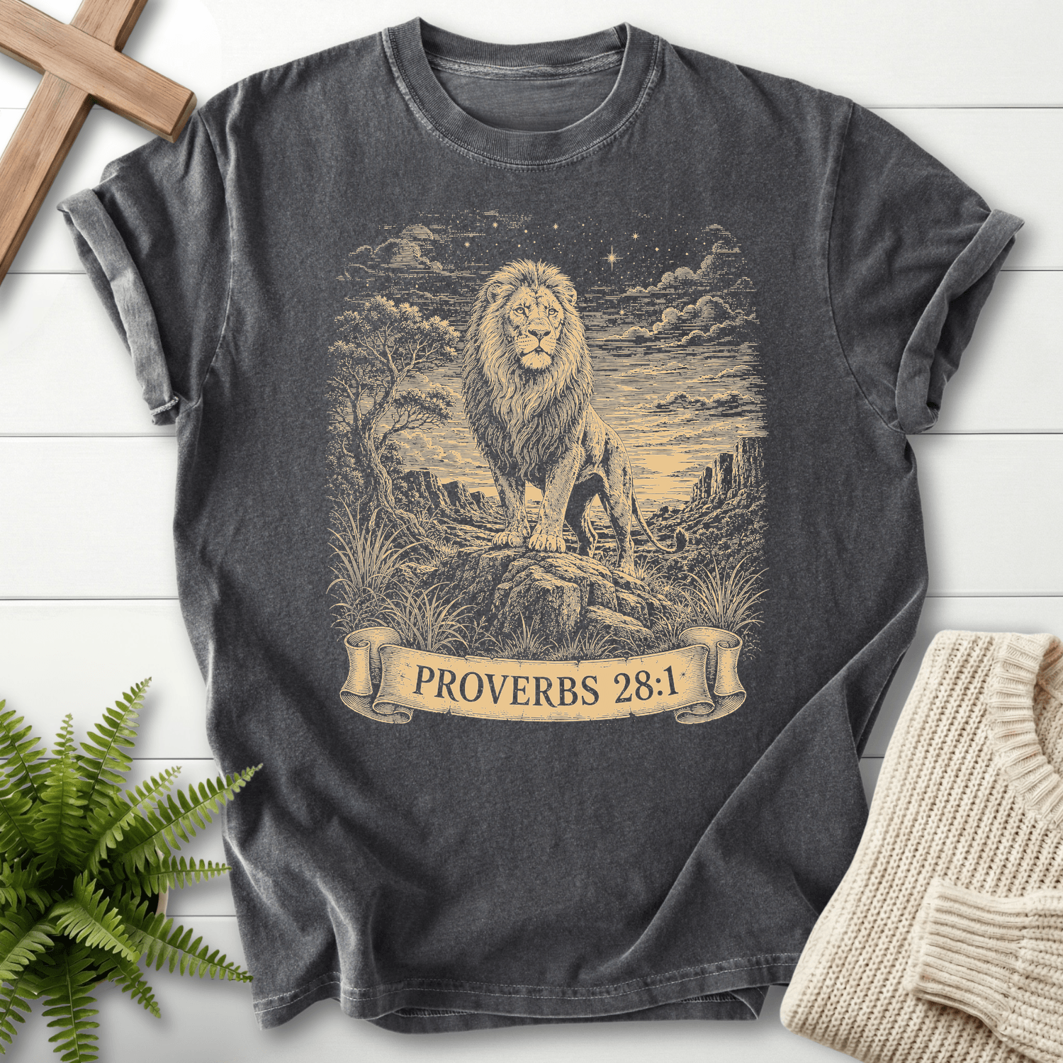 Bold As A Lion T-Shirt in Pepper | She Wears Faith
