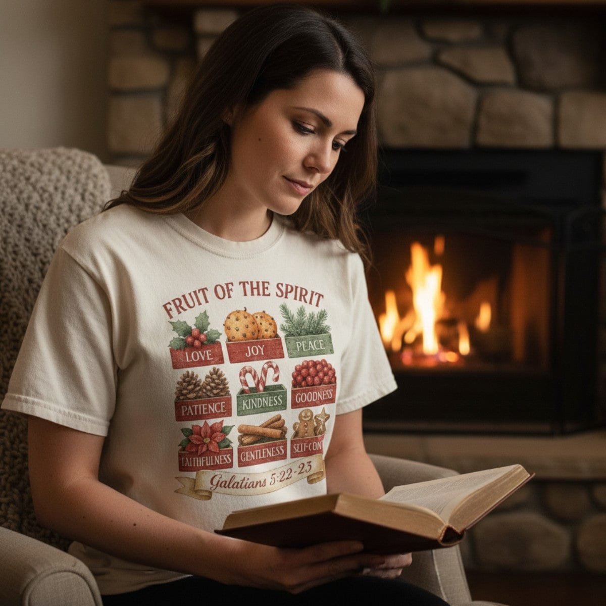Fruit of the Spirit Shirt, Galatians 5:22-23, Christian Christmas Shirt, Comfort Colors 1717, Christian Shirts for Women
