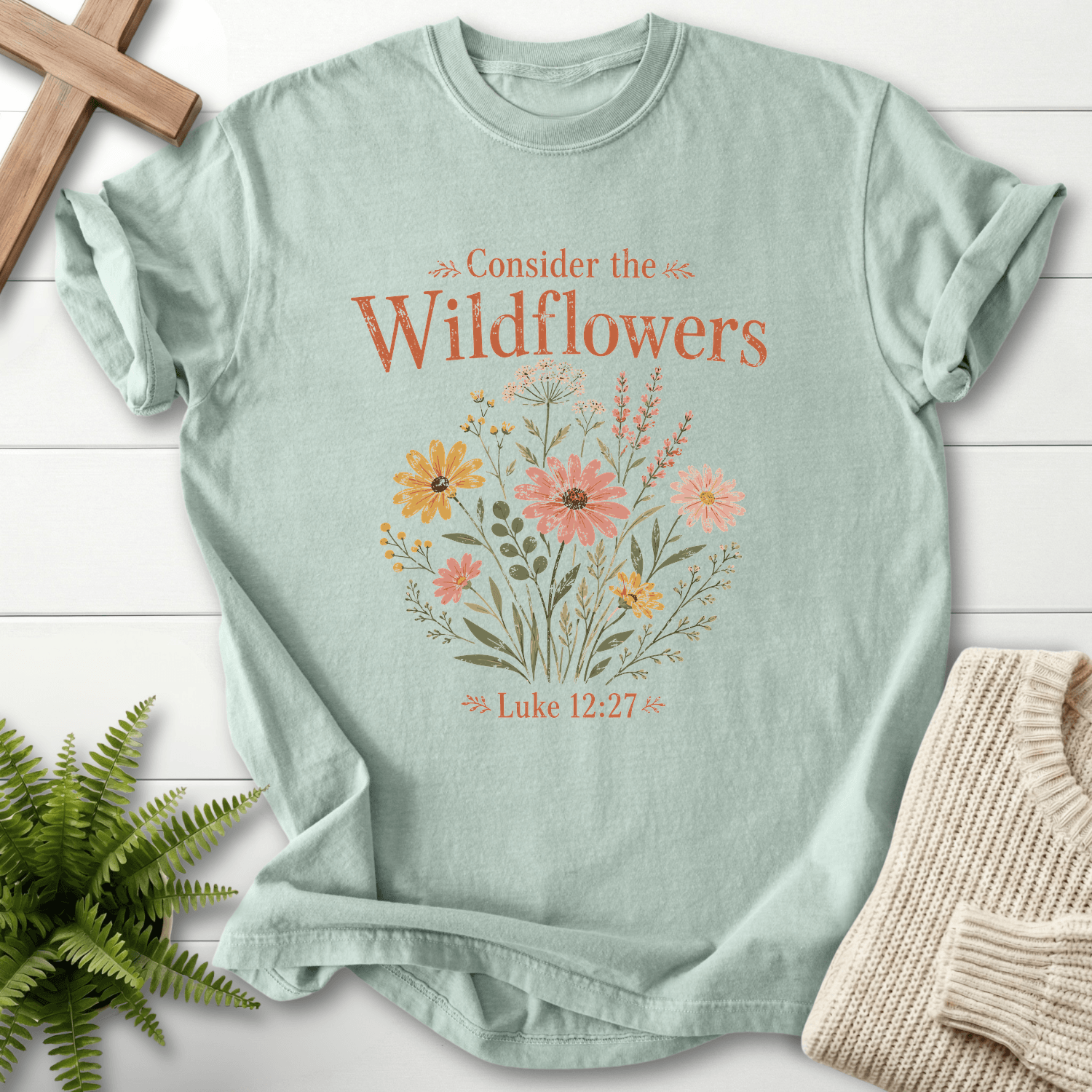 Consider the Wildflowers Boho T-Shirt in Bay | She Wears Faith