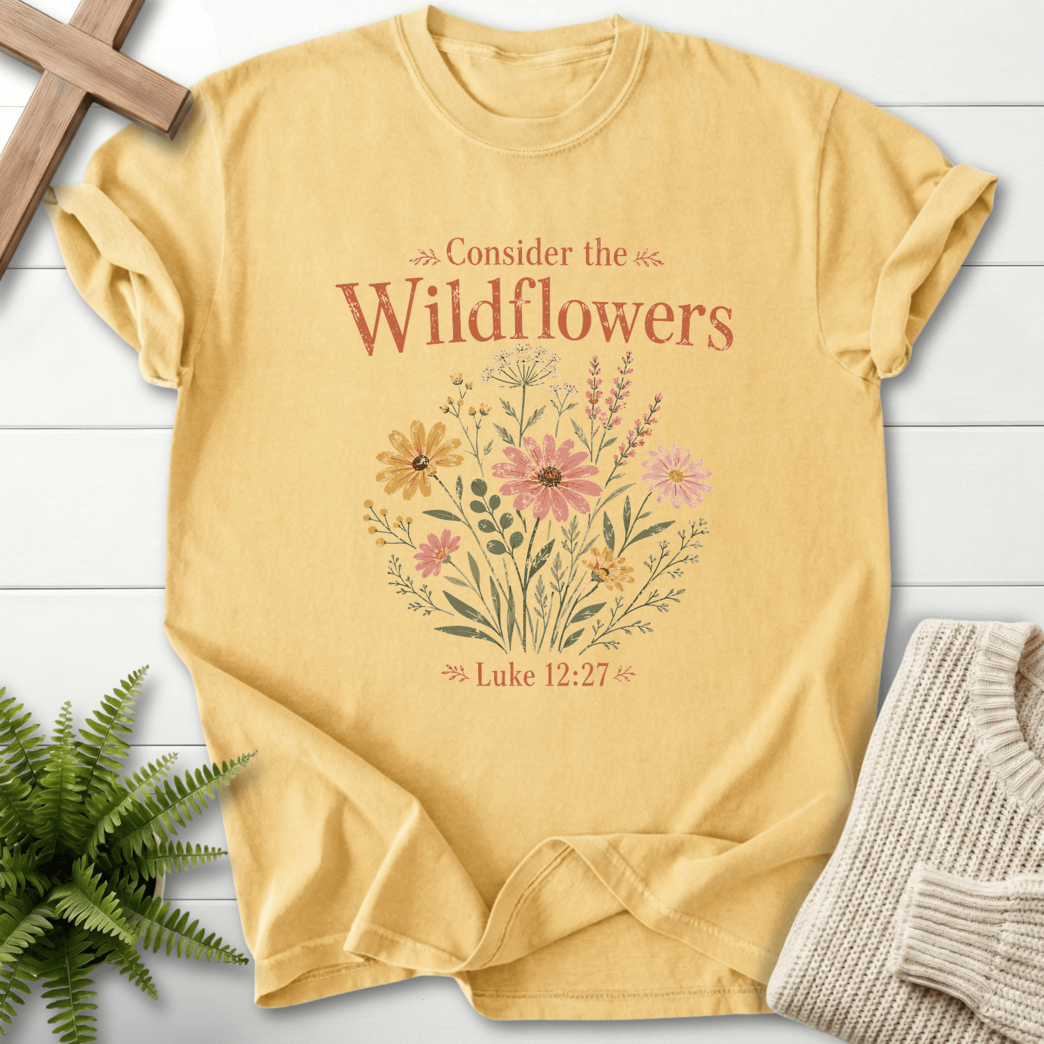 Consider the Wildflowers Boho T-Shirt in Butter | She Wears Faith