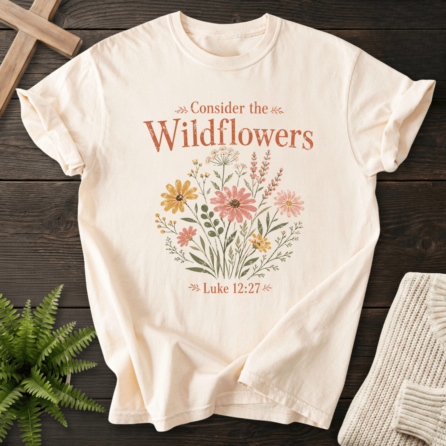 Consider the Wildflowers Boho T-Shirt in Ivory | She Wears Faith