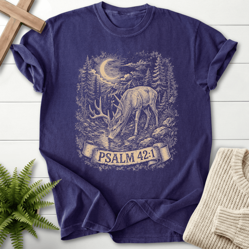 Deer In Night Sky Ps 42 1 T-Shirt in Grape | She Wears Faith
