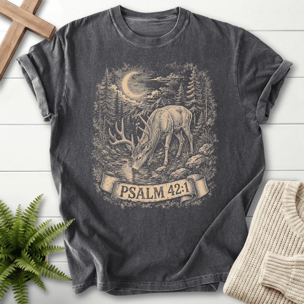 Deer In Night Sky Ps 42 1 T-Shirt in Pepper | She Wears Faith