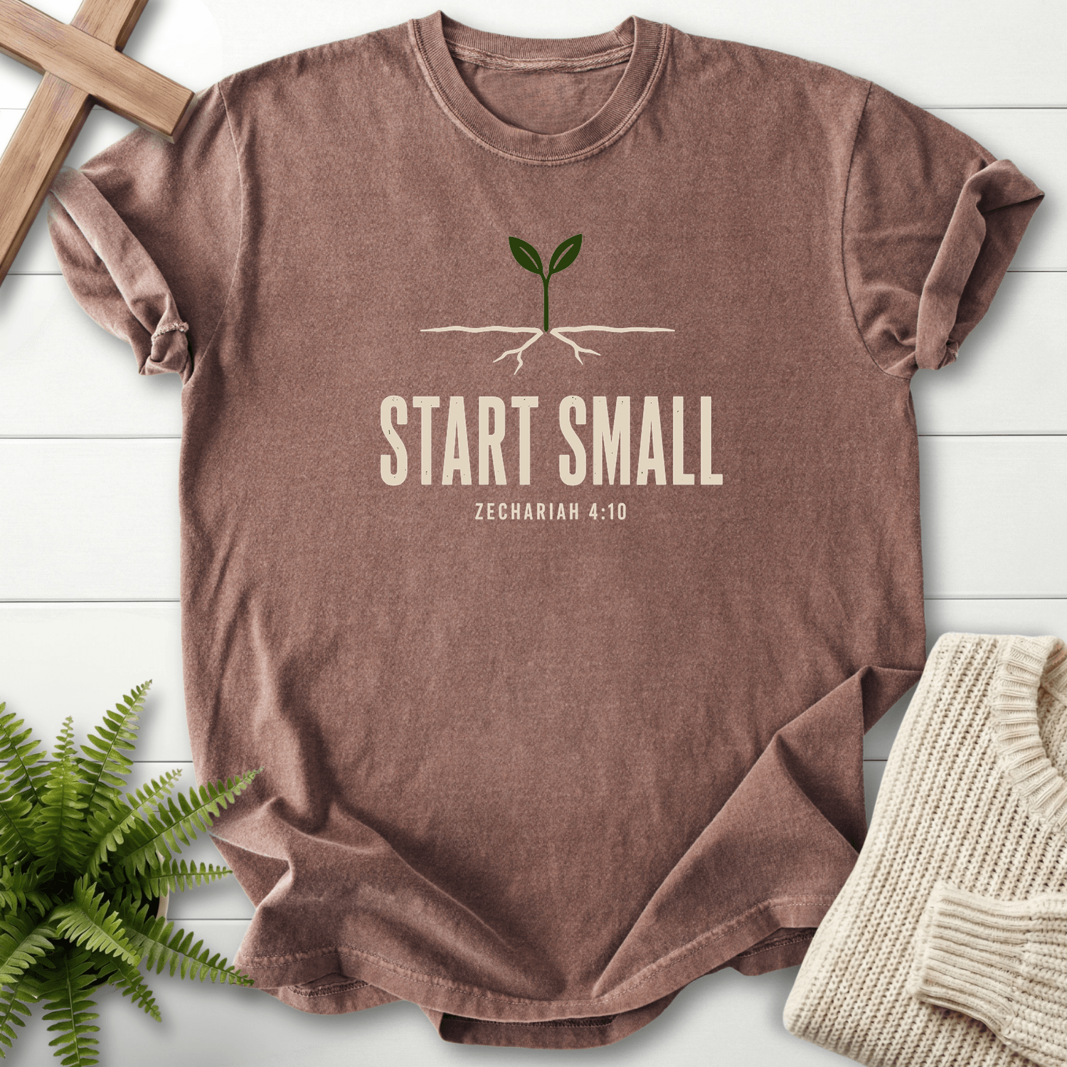 Do Not Despise Small Beginnings Zech 4 10 T-Shirt in Espresso | She Wears Faith