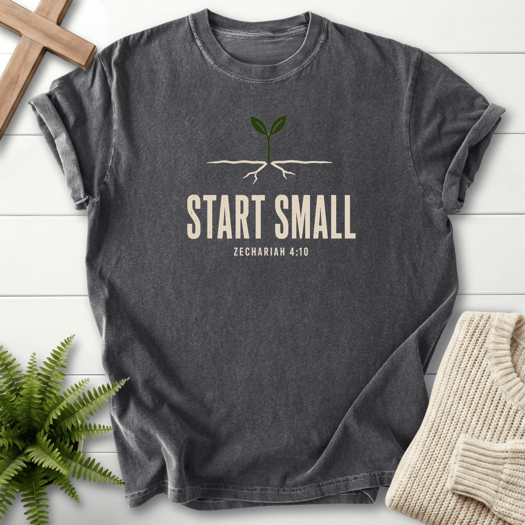 Do Not Despise Small Beginnings Zech 4 10 T-Shirt in Pepper | She Wears Faith