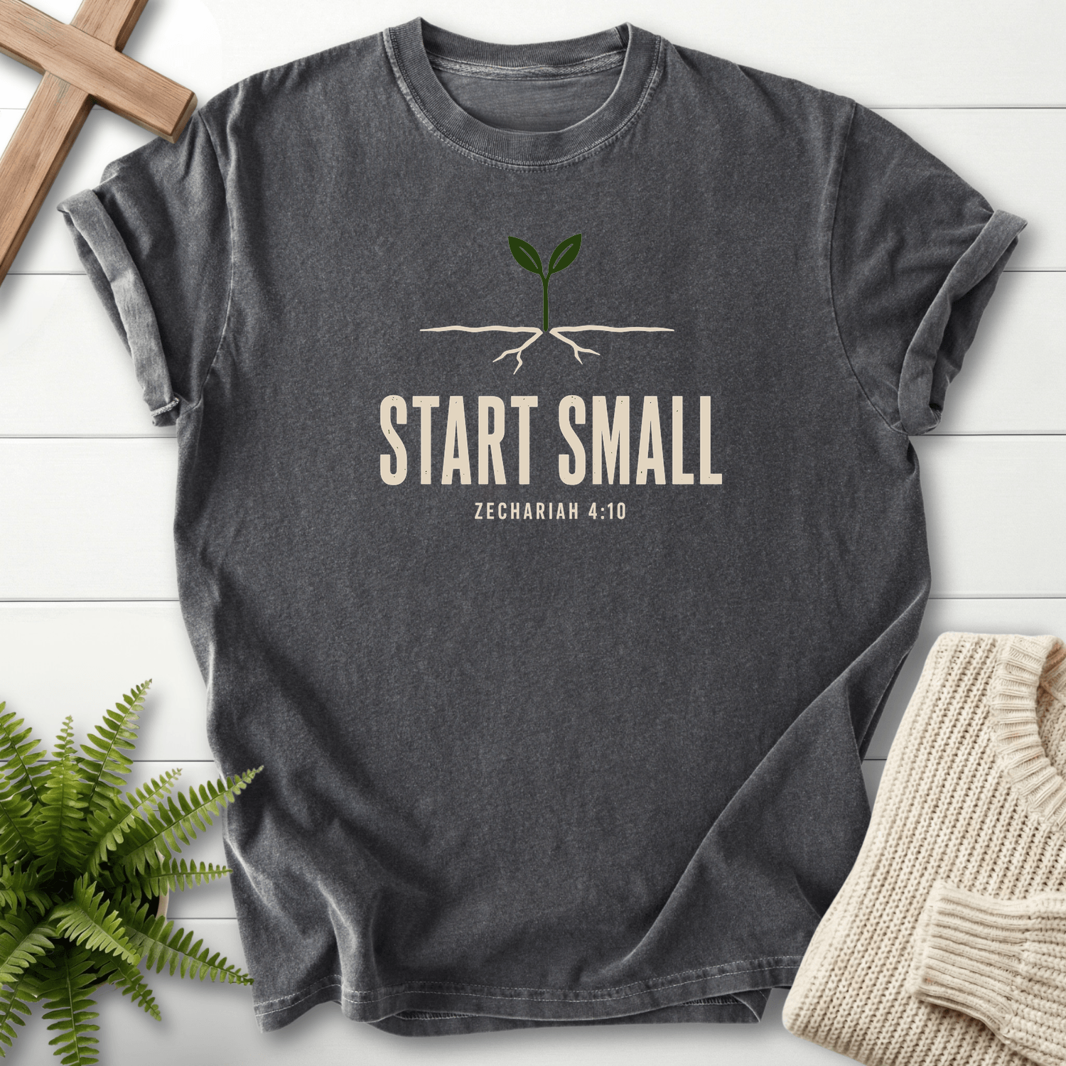 Do Not Despise Small Beginnings Zech 4 10 T-Shirt in Pepper | She Wears Faith