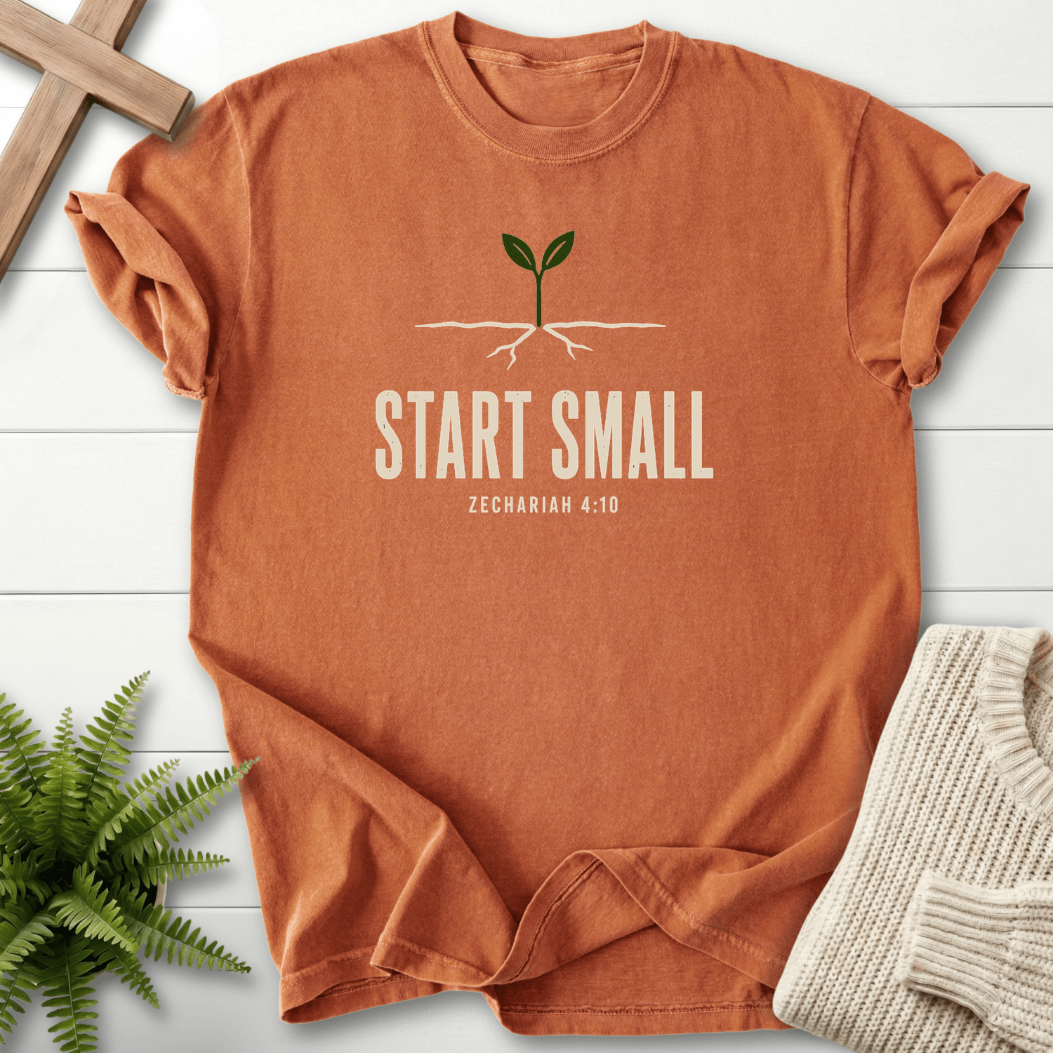 Do Not Despise Small Beginnings Zech 4 10 T-Shirt in Yam | She Wears Faith