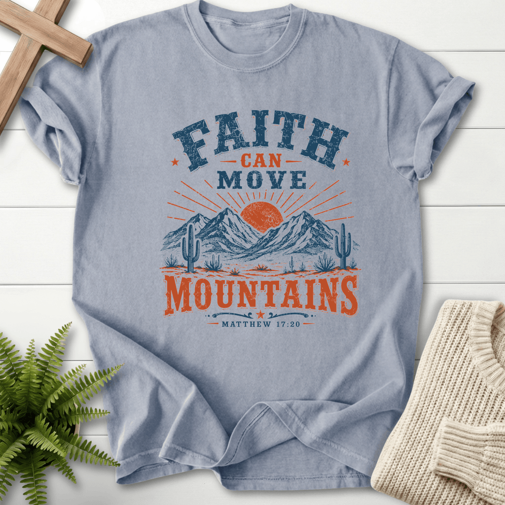 Faith Can Move Mountains Matt 17 20 T-Shirt in Granite | She Wears Faith